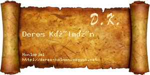 Deres Kálmán névjegykártya